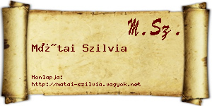 Mátai Szilvia névjegykártya